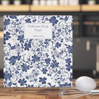Blue & White Country Floral Monogram Recipe Binder