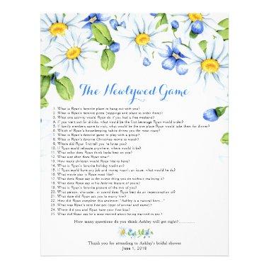 Blue White Daisy Floral Bridal Shower Games Flyer