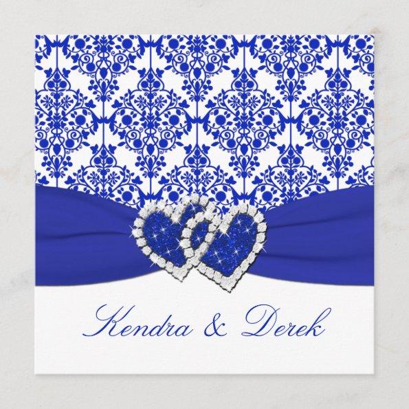 Blue, White Damask Couples Shower Invitations