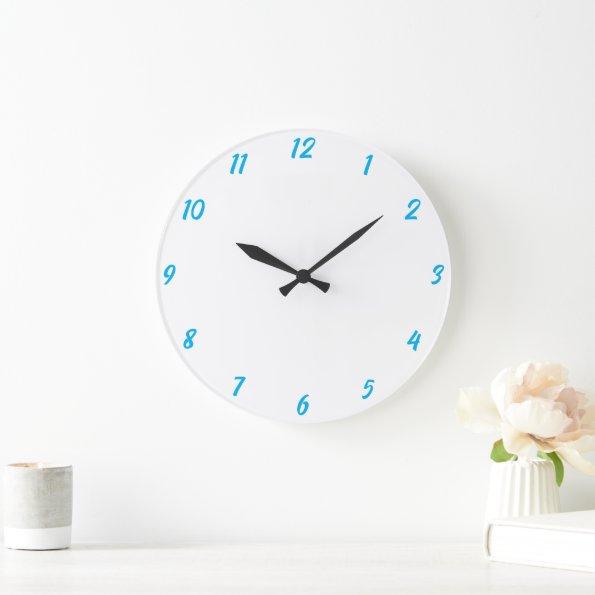 Blue White Elegant Custom Colorful Cute Gift 2023 Large Clock