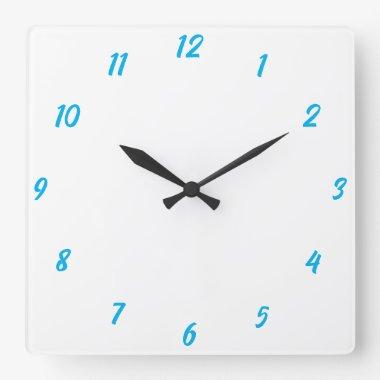 Blue White Elegant Custom Colorful Cute Gift 2023 Square Wall Clock