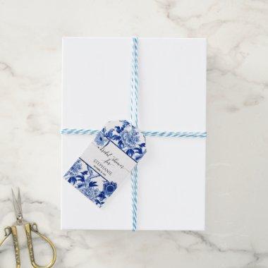 Blue White Floral Chinoiserie Bird Thank You Gift Tags