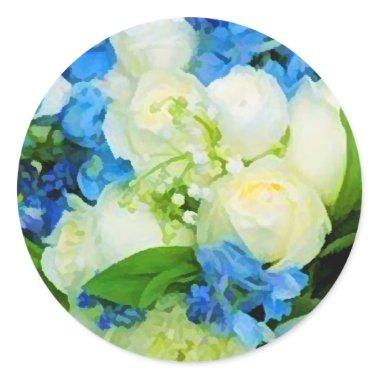 Blue & White Floral Envelop Seal Stickers