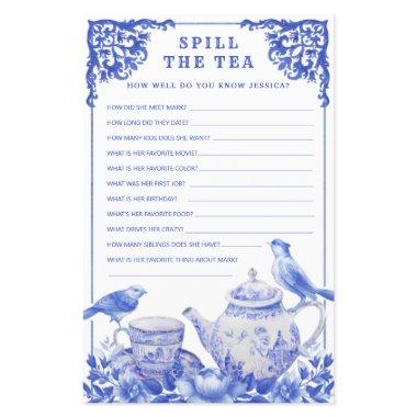 Blue & White Floral Spill the Tea Shower Game