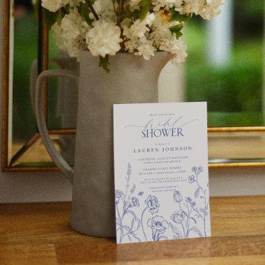 Blue & White Garden Flowers Bridal Shower Invitations