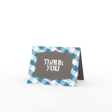 Blue & White Gingham Canvas Thank You Invitations