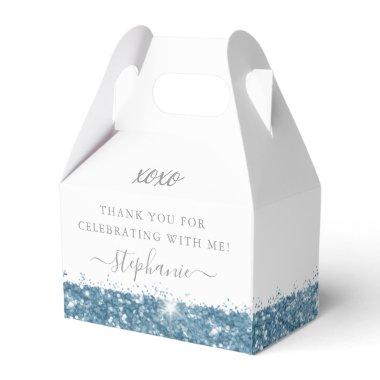 Blue White Glitter Confetti Thank You Favor Boxes
