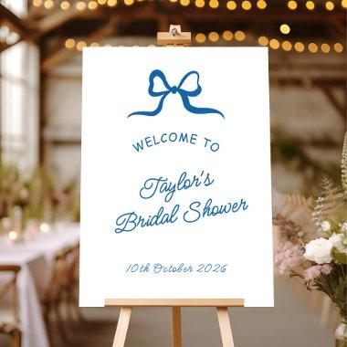 Blue & White Hand Drawn Bow  Welcome Foam Board