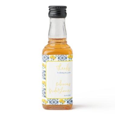 Blue White Lemon Mediterranean Tile  Liquor Bottle Label