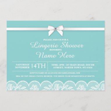 Blue White Lingerie Bridal Shower Lace Invitations