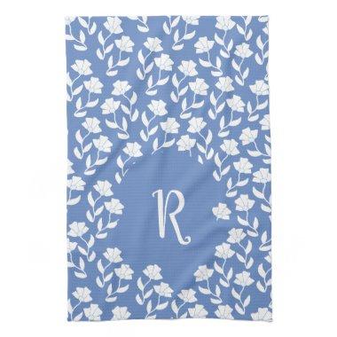 Blue White Monogrammed Bridal Shower Home Kitchen Towel