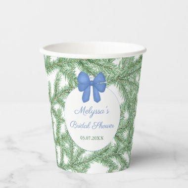 Blue White Ornaments Christmas Bridal Shower Party Paper Cups