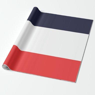 Blue White & Red Stripes Striped Party Wrapping Paper