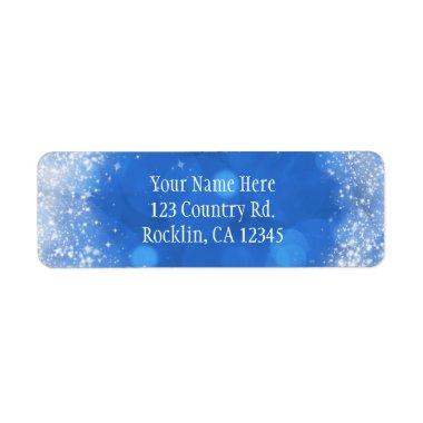 Blue & White Sparkle Cinderella Wedding  Label