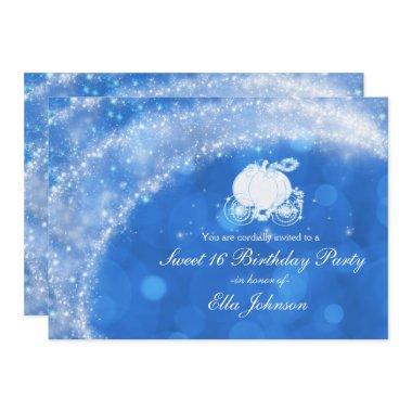 Blue & White Sparkle Elegant Bridal Shower Party Invitations