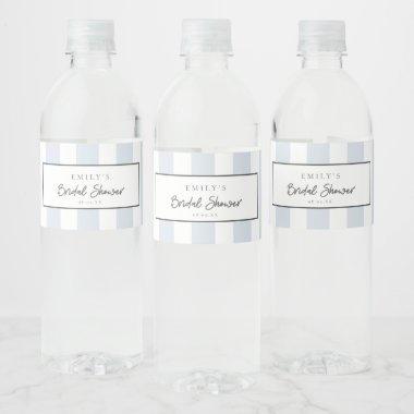 Blue White Stripe Bridal Shower Party Water Bottle Label