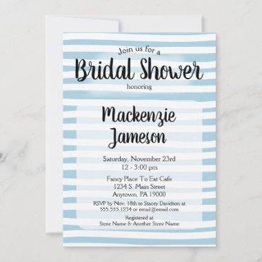 Blue White Stripes Bridal Shower Invitations