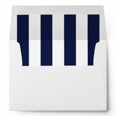 Blue & White Stripes Modern Striped Invitations Envelope