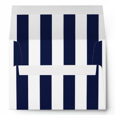 Blue & White Stripes Modern Striped Invitations Envelope