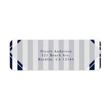Blue & White Stripes Modern Striped Invitations Label