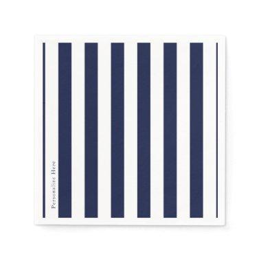 Blue & White Stripes Modern Striped Personalized Napkins