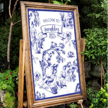 Blue White Toile Jouy Bridal Shower Welcome Sign