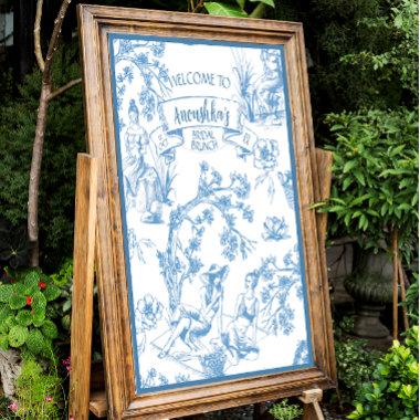 Blue White Toile Jouy Bridal Shower Welcome Sign