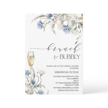 Blue White Wildflowers Brunch Bubbly