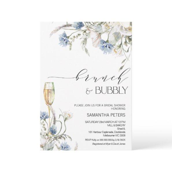 Blue White Wildflowers Brunch Bubbly