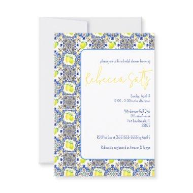 Blue, White, Yellow Lemons Majolica