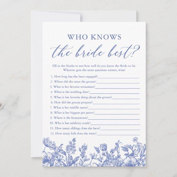 Blue Who Knows The Bride Best Bridal Shower Game Invitations