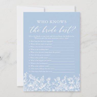 Blue Who Knows The Bride Best Bridal Shower Game Invitations
