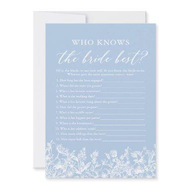 Blue Who Knows The Bride Best Bridal Shower Game Invitations