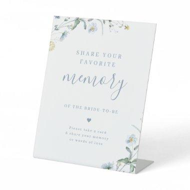 Blue wildflower boho share a memory  pedestal sign