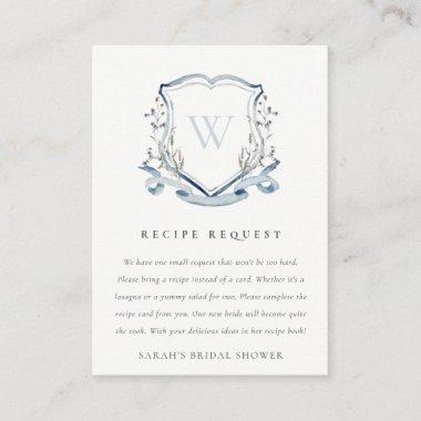 Blue Wildflower Crest Recipe Request Bridal Shower Enclosure Invitations