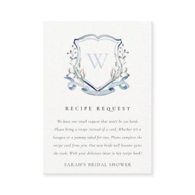 Blue Wildflower Crest Recipe Request Bridal Shower Enclosure Invitations