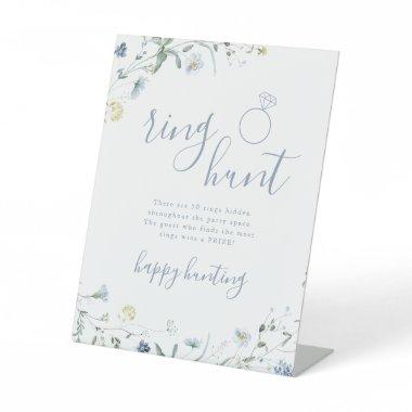 Blue Wildflower ring hunt boho bridal shower game Pedestal Sign