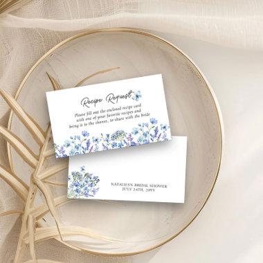 Blue Wildflowers Bridal Shower Recipe Request Enclosure Invitations