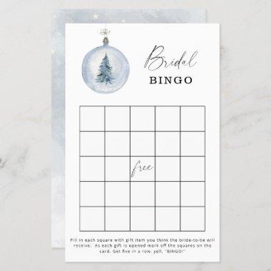 Blue winter bridal shower bingo game