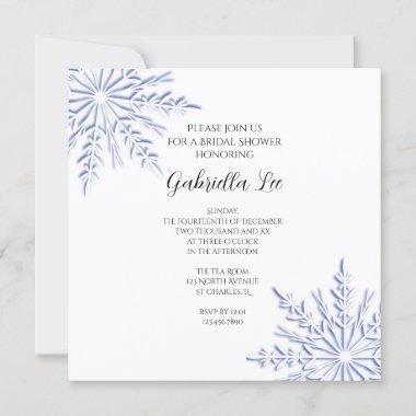 Blue Winter Snowflakes Bridal Shower Invitations
