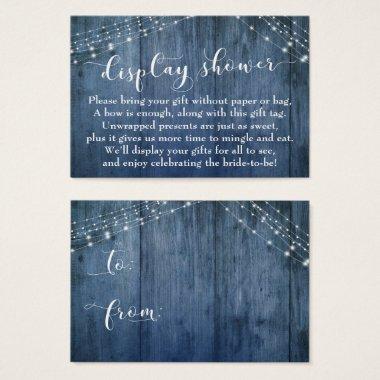 Blue Wood & Lights No Wrap Bridal Shower Invitations
