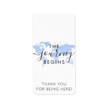 Blue World Map Journey Begins Mini Candy Bar Wrap Label