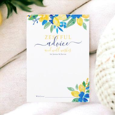 Blue yellow lemons floral watercolor bridal advice Invitations