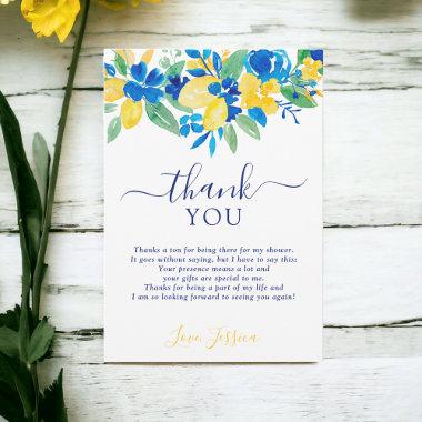 Blue yellow lemons floral watercolor  thank you