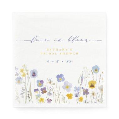 Blue & Yellow Love in Bloom Floral  Napkins
