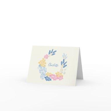Blue Yellow Summer Flower Wreath Personalized Thank You