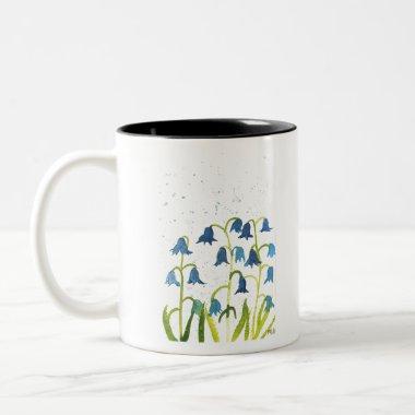 Bluebells flowers nature watercolor Two-Tone coffee mug