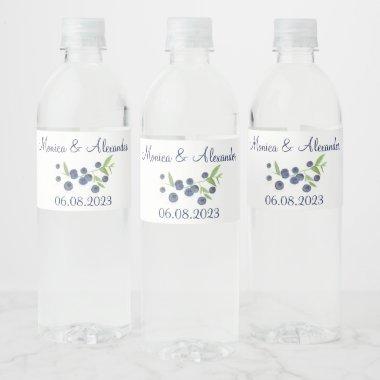 Blueberries Blueberry Fruits Summer Wedding Water Bottle Label