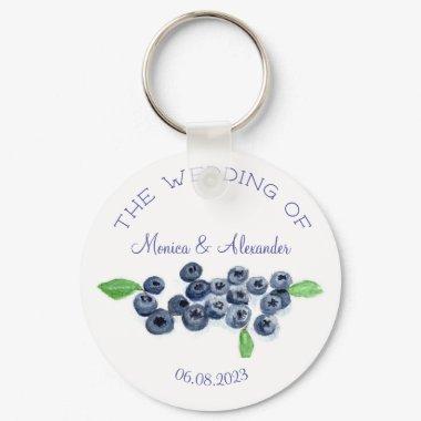 Blueberries Blueberry Fruits Wedding Party Keychain