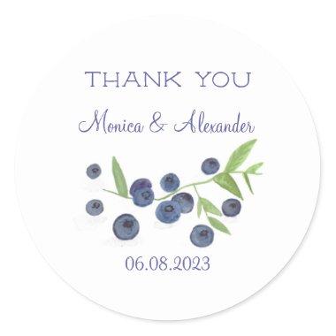 Blueberries Blueberry Fruits Wedding Thank you Classic Round Sticker